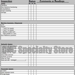 cnc machine inspection report format|vertical cnc preventive maintenance form.